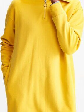 Lole Amina Dress Mustard Yellow Zip-Up Top/sweater dress 100% cotton